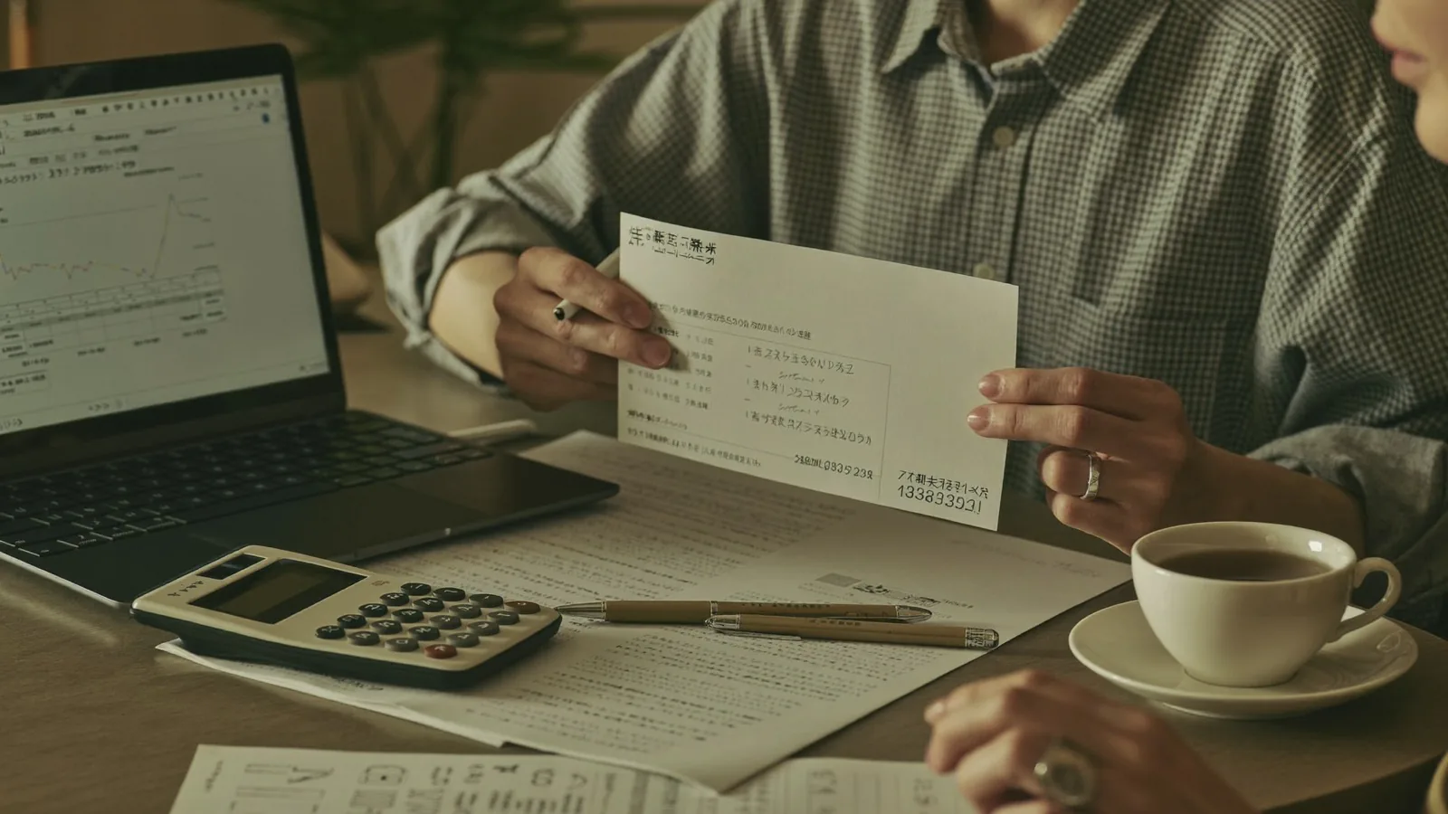 年金見込みを書き出す夫婦の手元
